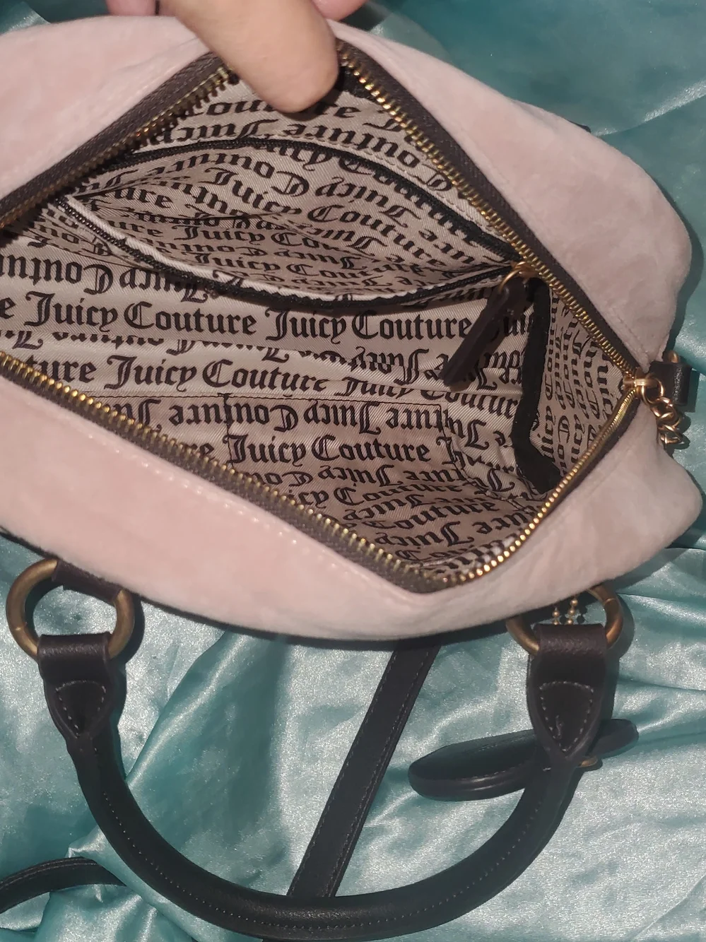 Juicy Couture Pink Velvet Satchel with Heart Charm NWOT